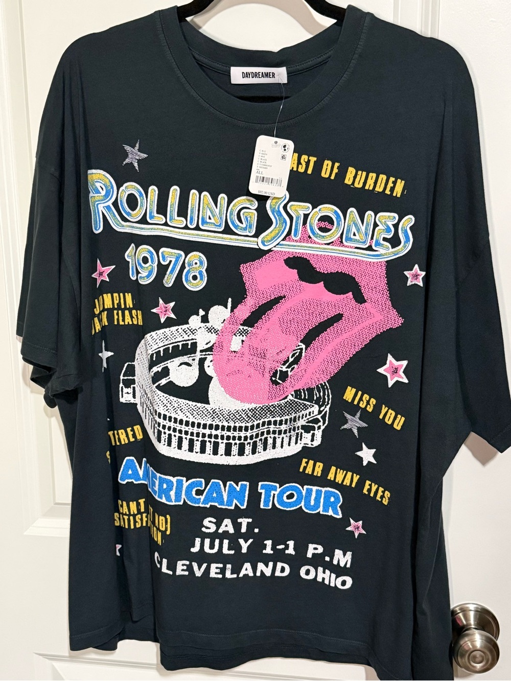 Daydreamer Black Rolling Stones 1978 Pink Tongue Tour Tee